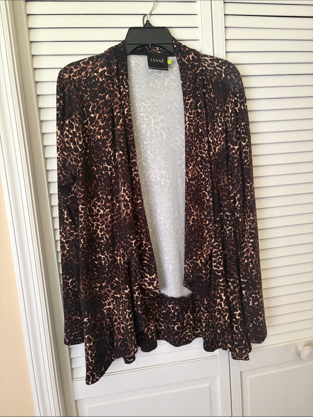 Lysse Leopard Print Open-Front Cardigan in Brown and Cream